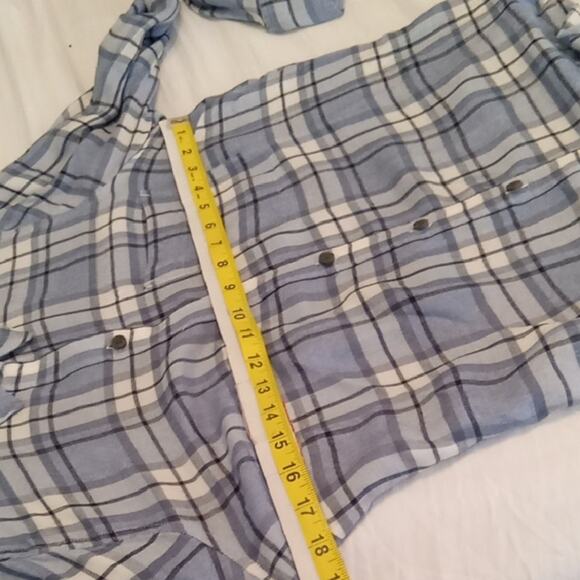 Lucky Brand Women's Blue Plaid Button-Up Shirt - Size Small - Picture 7 of 8